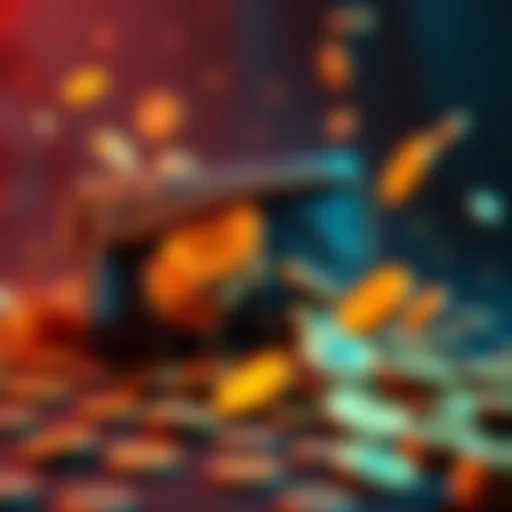 A visual representation of a breached Trust Wallet with crypto coins floating away, symbolizing theft and loss.