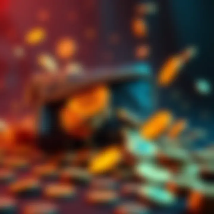 A visual representation of a breached Trust Wallet with crypto coins floating away, symbolizing theft and loss.