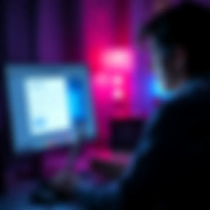 A user looking concerned at a computer screen after receiving a suspicious email about a password reset from Tune.fm
