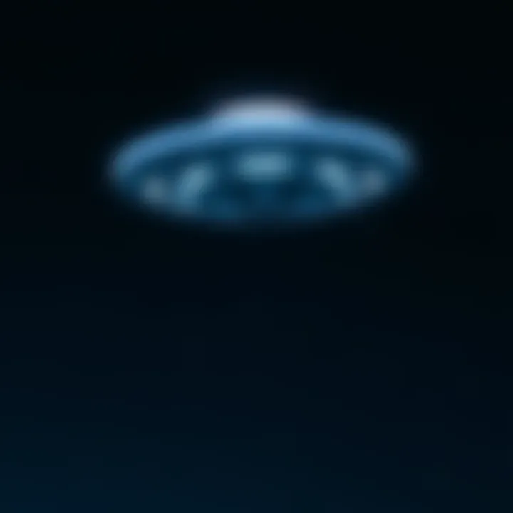 A bright UFO hovering in a dark sky with stars around it, symbolizing the rising interest in UFO discussions and government speculation.