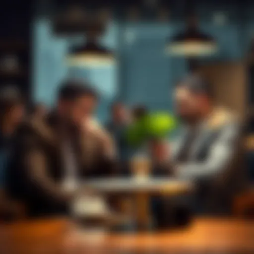 Frustrated UK investors discussing the tax implications of the Treasury's ruling on crypto ETNs in ISAs at a coffee shop.