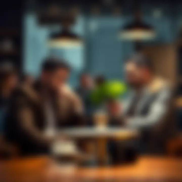 Frustrated UK investors discussing the tax implications of the Treasury's ruling on crypto ETNs in ISAs at a coffee shop.