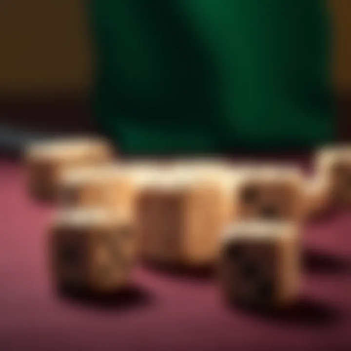 A close-up of multiple dice showing different sides, demonstrating their fairness in rolling.