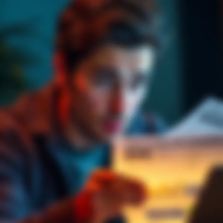 A person looks confused while reviewing financial statements with a highlighted $99 charge and previous amounts beside it.