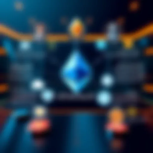 A simplified graphic explaining Ethereum with icons representing technology and finance, showcasing its significance and potential impact.