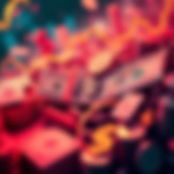 A deep dive into the complexities of modern currency An artistic representation of fluctuating currency values amidst symbols of inflation and financial literacy