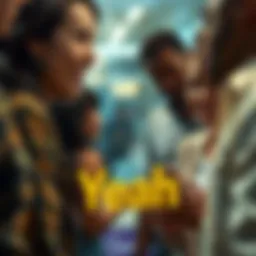 A close-up image of people communicating, with one person saying 'Yeah' in a casual setting, highlighting the casualness of the expression.