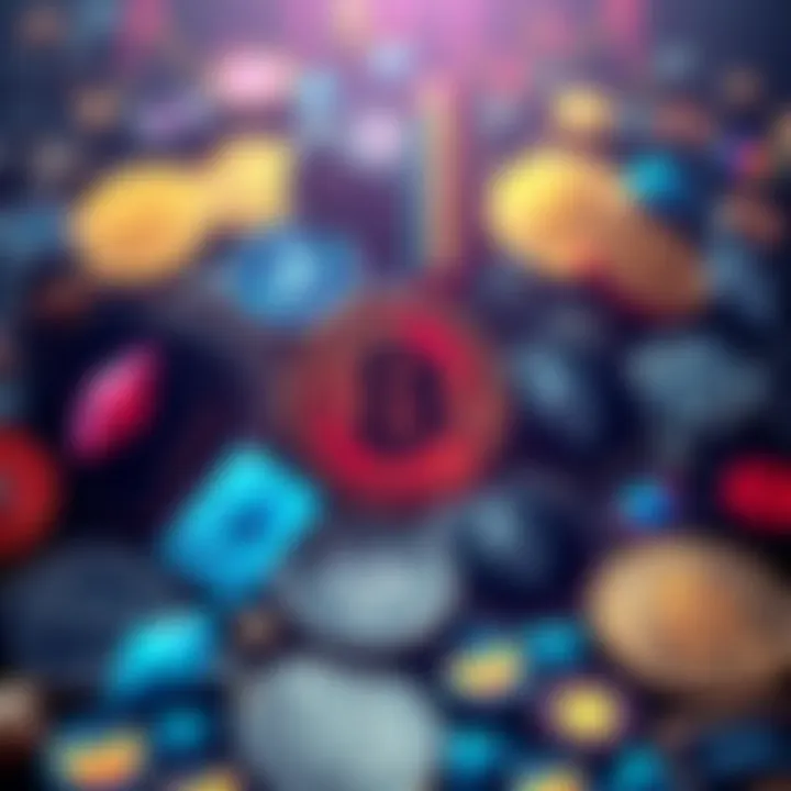 A digital collage showcasing various altcoins with logos, representing strong development teams and innovative projects in a crypto market dominated by Bitcoin and Ethereum.