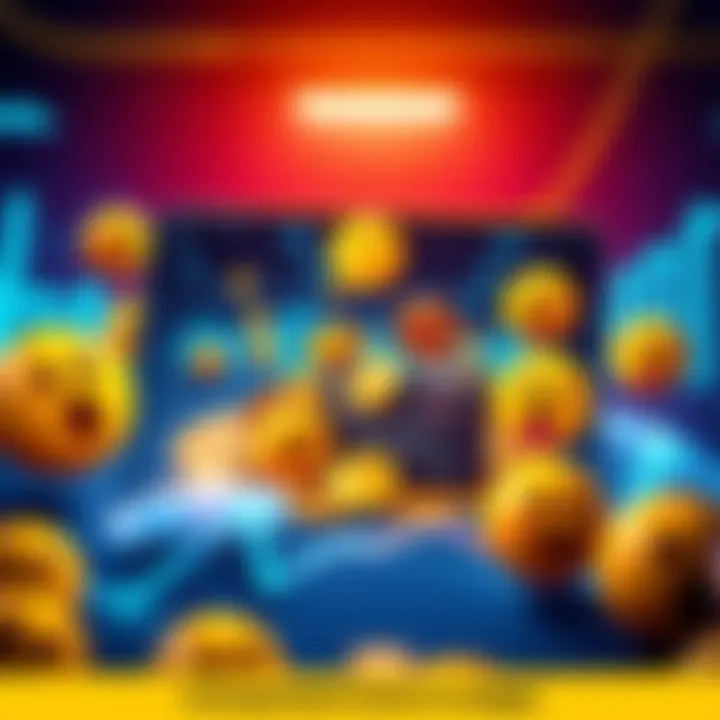 Unexpected Coins in Wallet A digital wallet on a screen showing random coins being added, with surprised emojis around it.