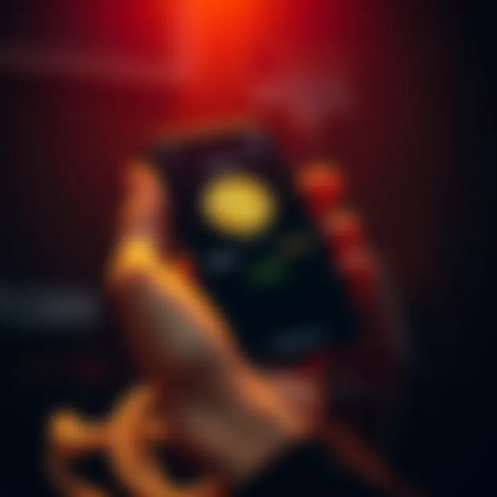 A hand holding a smartphone displaying a Bitcoin wallet balance with surprised facial expression.