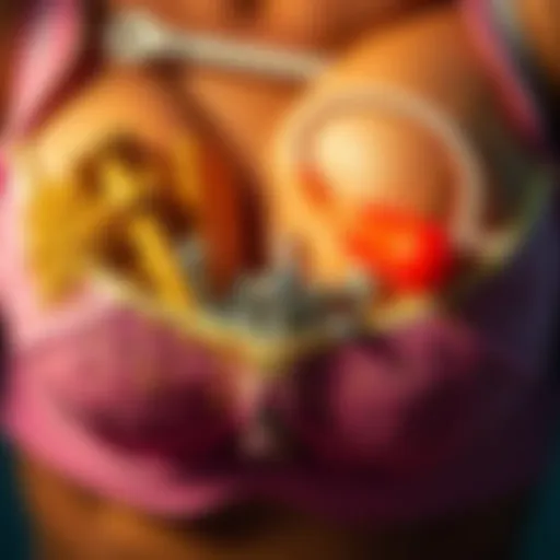 Unexpected items in a bra A bra with sawdust, screws, and an earplug peeking out, illustrating quirky finds after a long work shift.