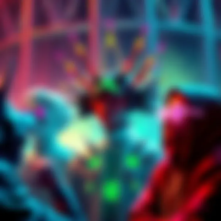 A graphic showing people creating unique avatars online with colorful designs and features, representing the Illuminati drops on Mash-it.io.