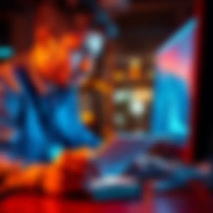 A professional looking at a computer with a notepad, symbolizing learning and growth