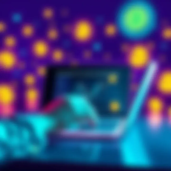 A digital illustration depicting a person using a software wallet on a laptop, surrounded by cryptocurrency symbols and a 24-word seed phrase.