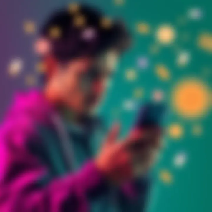A person looking frustrated while checking their phone for Uphold refund updates, amidst digital transaction icons.