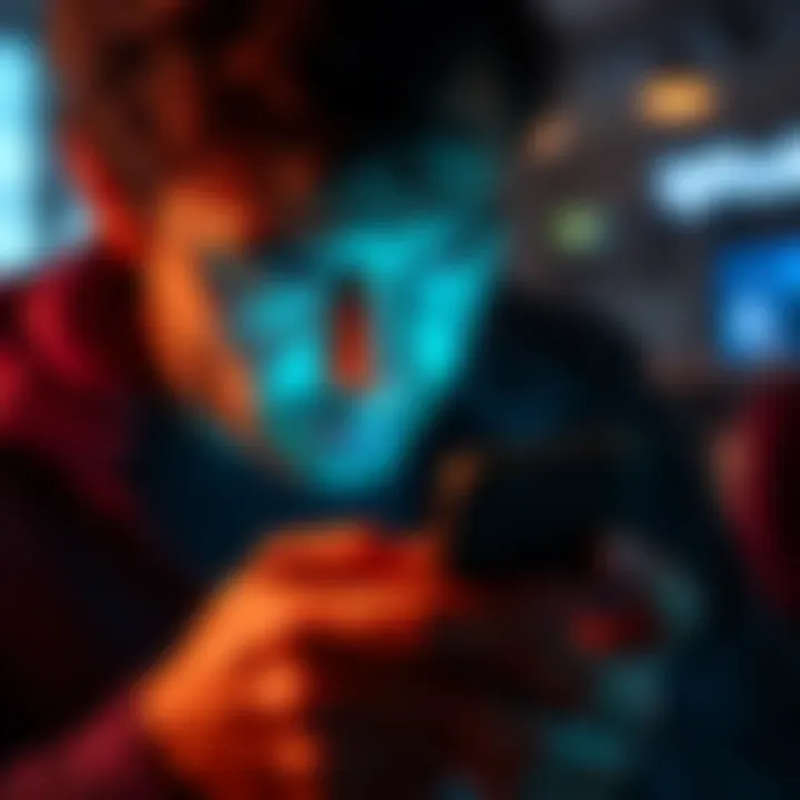 An anxious user looking at their phone displaying withdrawal error messages