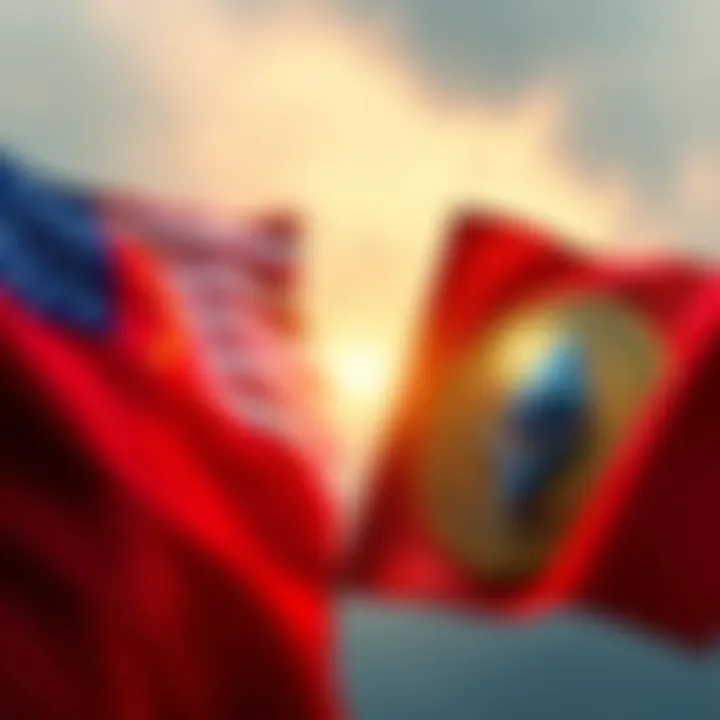 Illustration depicting US and China flags with Bitcoin and Ethereum symbols, representing the potential influence on the cryptocurrency market.