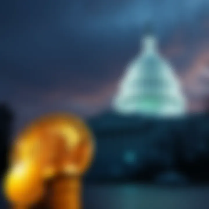 Graphic showing Bitcoin coins and a U.S. government building, highlighting the recent sale of Bitcoin against Trump's earlier promises.