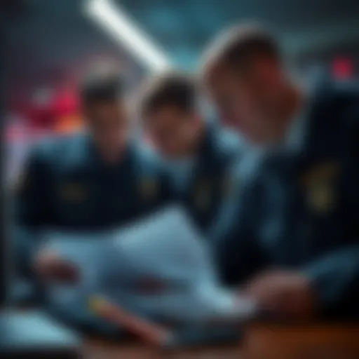 US Secret Service agents examining documents related to a $400 million cryptocurrency fraud case