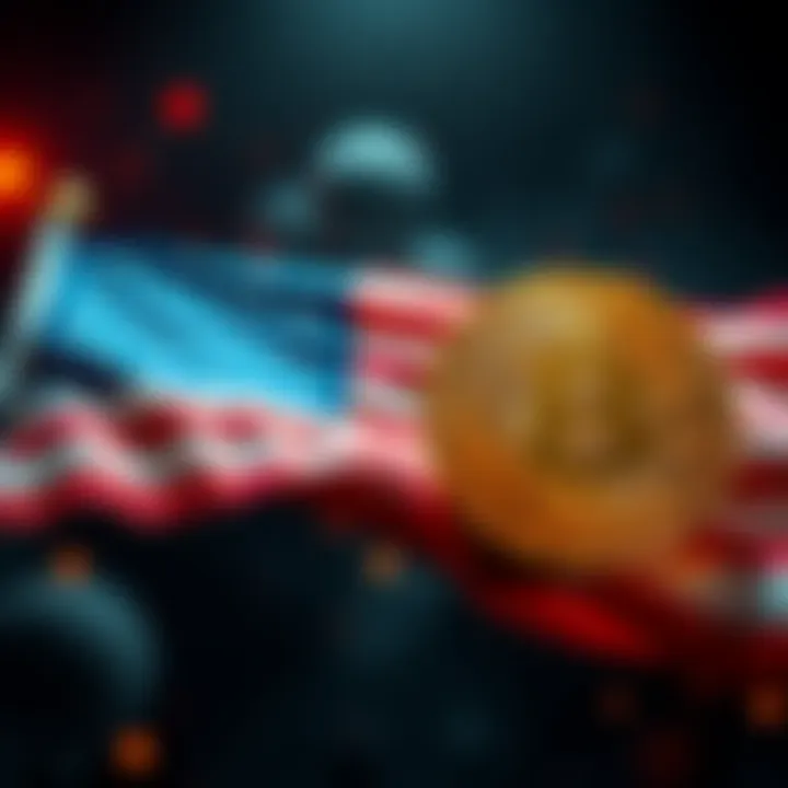 A conceptual illustration of the U.S. flag and Bitcoin symbols merging, representing a potential future where America owns all Bitcoin.