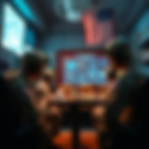 Soldiers discussing strategies in a war room, focusing on civilian protection policies.