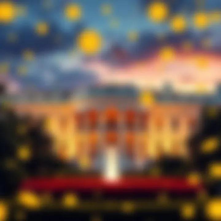 US Strategic Bitcoin Reserve Announcement Illustration of the White House with Bitcoin symbols and a digital currency theme