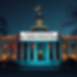 The US Treasury building with a headline about the Tornado Cash sanctions appeal being dropped