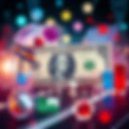 A U.S. dollar bill surrounded by symbols of inflation, economy, and global markets, representing the factors that support its value.