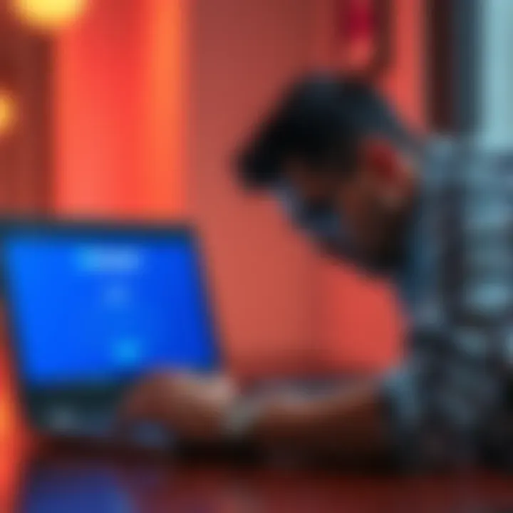 A person frustrated with a laptop showing a bank transfer error while trying to send USD to a Revolut account in Spain.