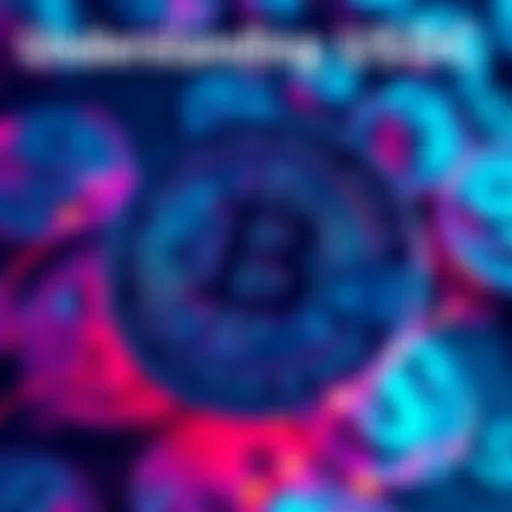 USDC Stablecoin Overview Graphic showing USDC stablecoin symbol with dollar signs and digital currency elements, representing its role in the economy