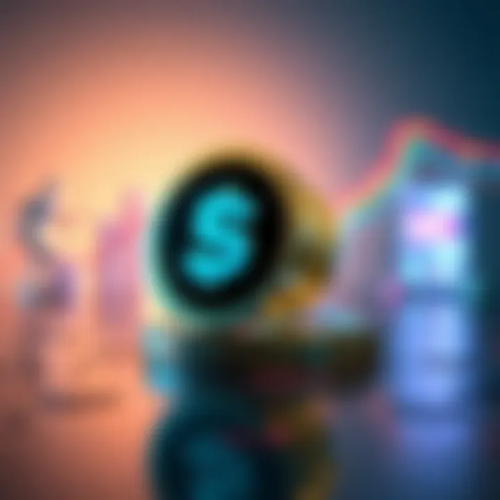 A digital representation showing USDC logo leading over USDT logo, symbolizing the rise of USDC in transaction volume within the stablecoin market.