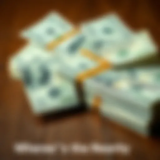 U.S. dollar bills stacked on a table A close-up view of U.S. dollar bills neatly arranged on a wooden table, showing the currency's physical presence in daily life.