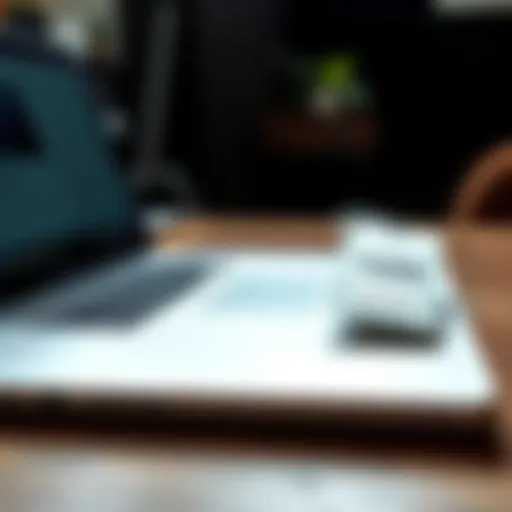 A used MacBook resting on a wooden table with a price tag attached, showcasing its condition and a cash offer.