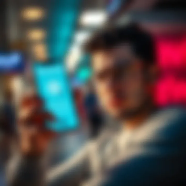 User expressing concern over biometric data A person looks worried while holding a smartphone with a revolut logo, showing biometric data prompts on the screen.
