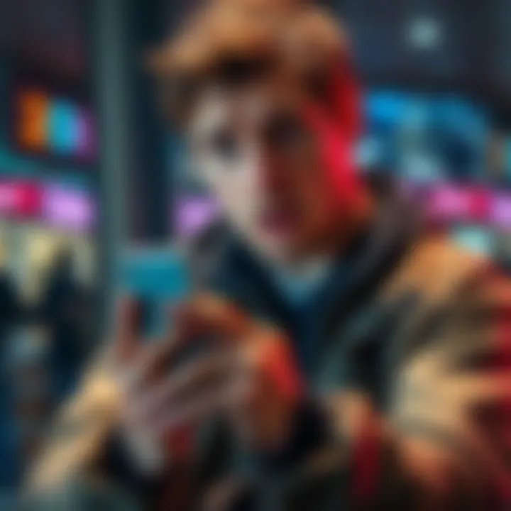 Frustrated person holding an old Android phone, unable to access the Revolut app, showing a confused expression