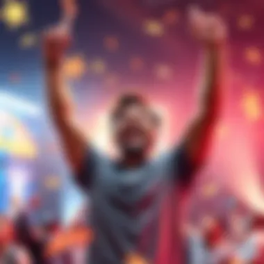 User Celebrates Reward Boost Happy person celebrating with arms raised, showing excitement for receiving additional rewards from an app after watching ads.