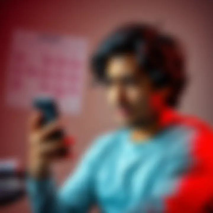 A worried person looking at their phone in confusion, showing a message about their Revolut account being suspended, with a calendar and rent documents in the background.