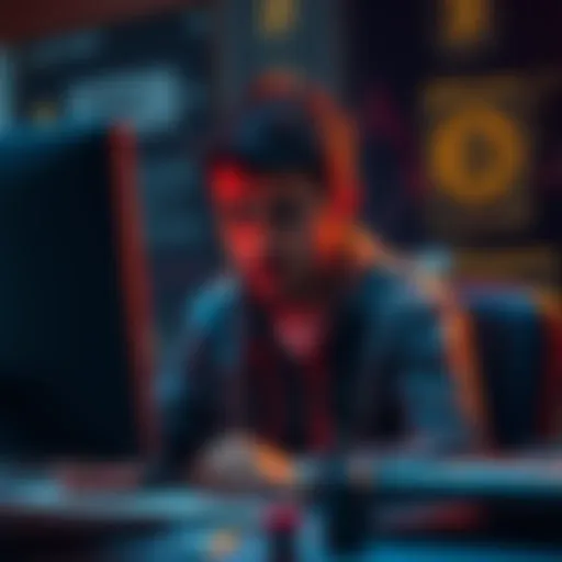 A person sitting at a computer looking frustrated and confused after being banned from a Bitcoin forum for asking questions.