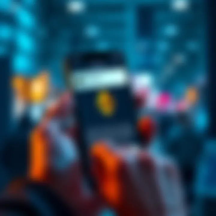 A person holding a smartphone displaying cryptocurrency wallet with USDT and asking for assistance in a forum