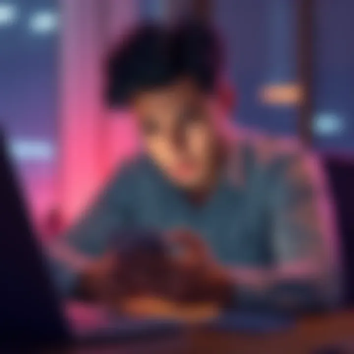 User Looking Disappointed A person sitting at a desk, looking at a smartphone with a sad expression, reflecting on reduced app rewards after years of use.