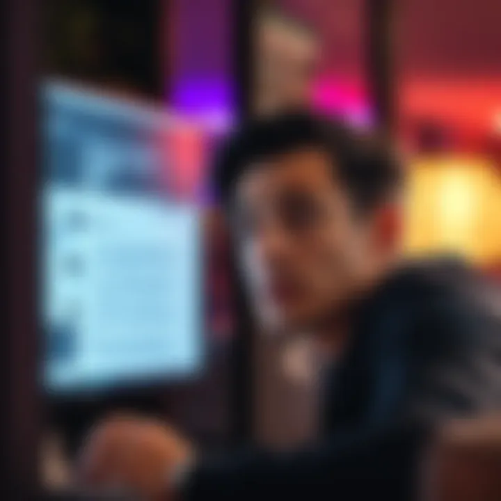 Person looking at a computer screen with a concerned expression after receiving a suspicious email about their Coinjar account.