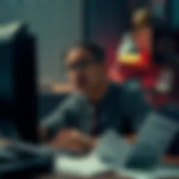 A user looks frustrated at a computer while facing account withdrawal problems. Documents are scattered around, indicating verification issues.