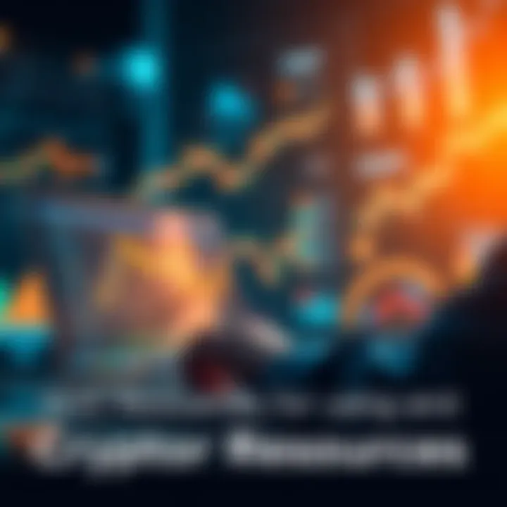 Using Crypto Resources A person exploring digital tokens on a laptop with charts and graphics in the background