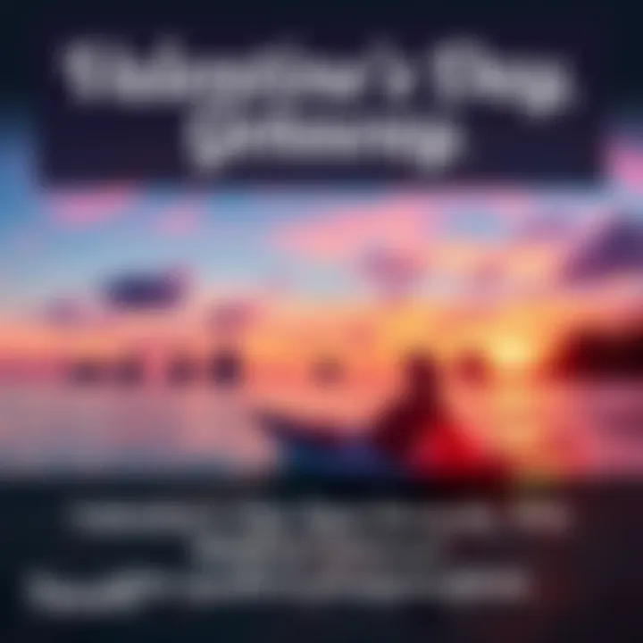 A beautiful beach in the Maldives with a romantic setting, promoting a Valentine's Day spot trading event