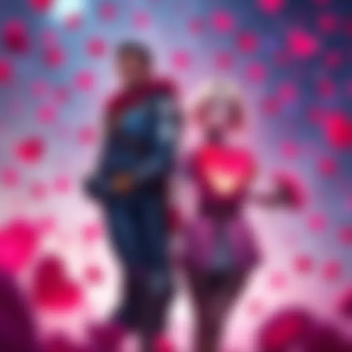 A colorful Valentine's Day skin featuring hearts and flowers for Atlas Earth characters