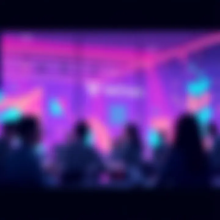 VeChain Community Discussion A group of people engaged in discussion about VeChain upgrades and initiatives in a vibrant online forum setting.