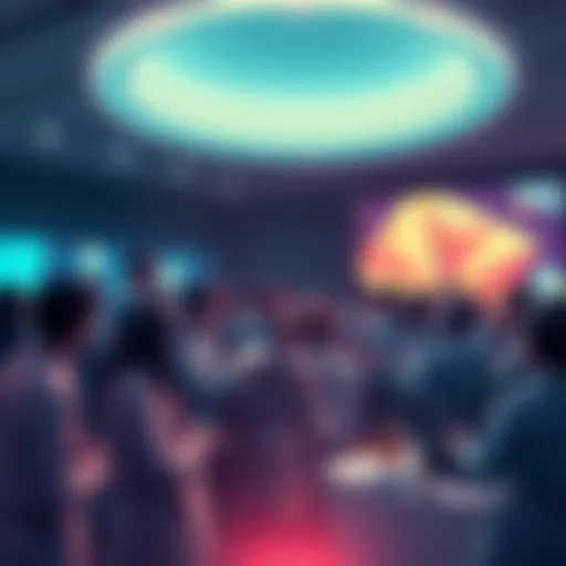 People discussing VechainThor developments and blockchain technology in a group setting.