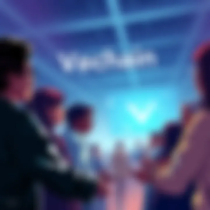 People engaging in a lively discussion about Vechain ecosystem and innovations