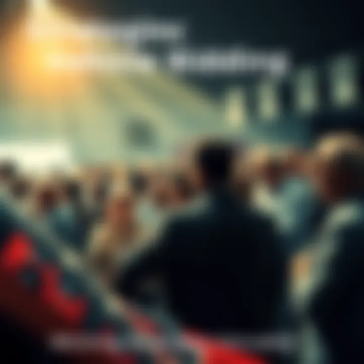 Strategic Vehicle Auction Bidding A dynamic scene of an auction with bidders engaged, showcasing tension and strategy