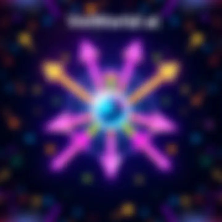 Colorful graphic showing seven arrows pointing outward, symbolizing the seven upgrades for AI agents on VeWorld.ai